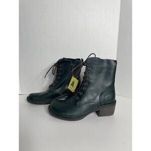 NEW NWOB Fly London Women's MILU Side-Zip Lace-up Ankle Boot Green Sizde 37